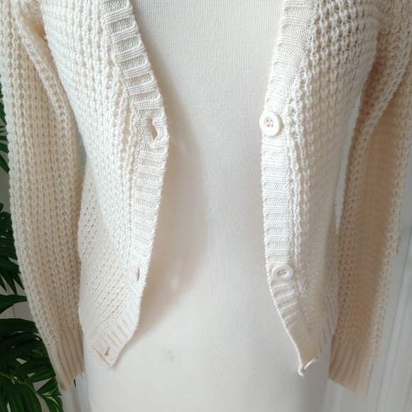Wet Seal Sweater Cardigan Button Up Cream Large - Picture 3 of 8
